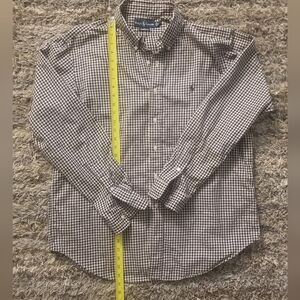 POLO RALPH LAUREN EXCELLENT COND SHIRT XL BUTTON UP COLLAR NAVY BLUE WHITE